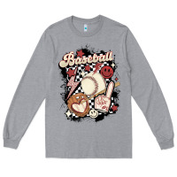 Heather Grey checkered retro baseball Long Sleeve Tee - MaliasSmallBusiness