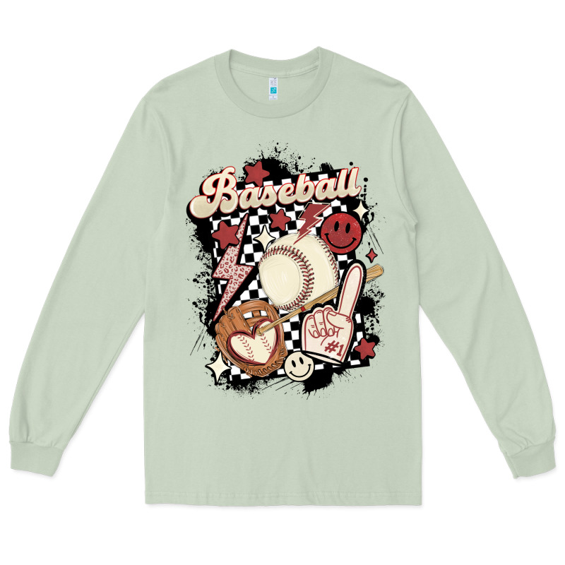 Checkered Retro Baseball Long Sleeve Tee by MaliasSmallBusiness | Teevron