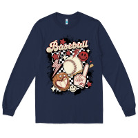Navy checkered retro baseball Long Sleeve Tee - MaliasSmallBusiness
