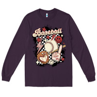 Plum checkered retro baseball Long Sleeve Tee - MaliasSmallBusiness