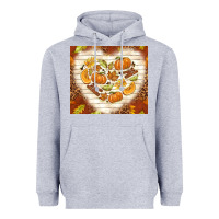 Heather Grey fall heart with leopard Heavyweight Hoodie - TumblerDesignByShophia