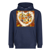 Navy fall heart with leopard Heavyweight Hoodie - TumblerDesignByShophia