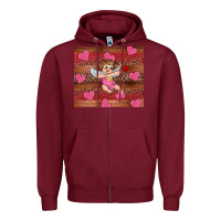 Burgundy valentine's day cupid heart Zipper Hoodie - RanaPortraitStore