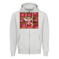 Dove Grey valentine's day cupid heart Zipper Hoodie - RanaPortraitStore