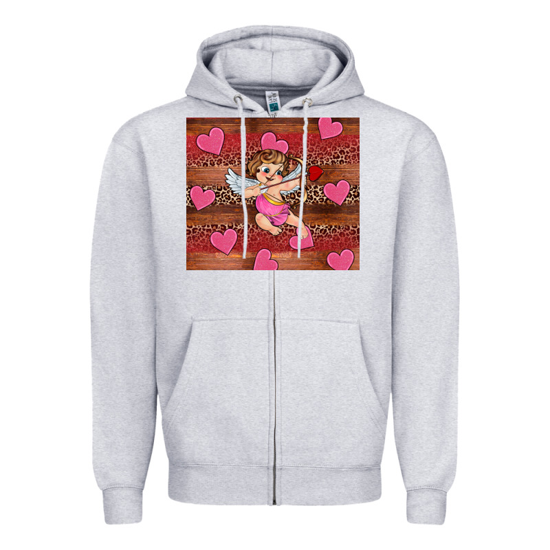 Valentine's Day Cupid Heart Zipper Hoodie by RanaPortraitStore | Teevron