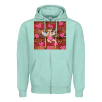 Seafoam valentine's day cupid heart Zipper Hoodie - RanaPortraitStore