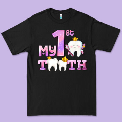 My First Tooth With Teeth For Girls Premium Tee Designed By Adodesignshop