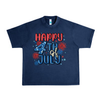 Navy happy 4th of july Urban Heavy Tee - MaliasSmallBusiness