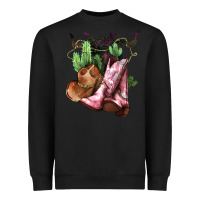 Black cowgirl boots hat horns cactus Heavyweight Sweatshirt - NancyCooperArtShop