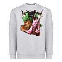 Heather Grey cowgirl boots hat horns cactus Heavyweight Sweatshirt - NancyCooperArtShop