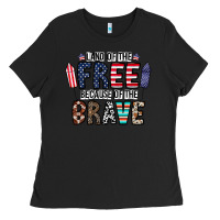 Black land of the beacause of the brave Ladies Tee - CowhideDigitalArt