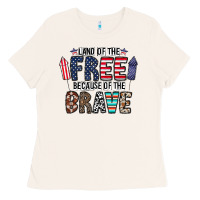 Bone land of the beacause of the brave Ladies Tee - CowhideDigitalArt