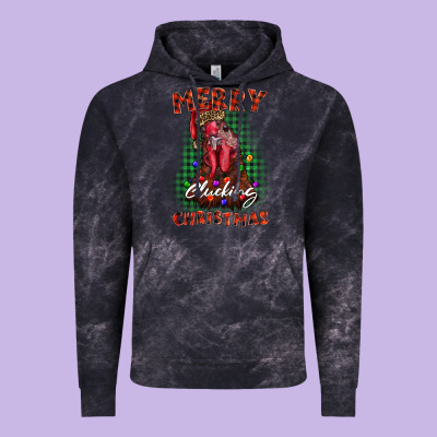 Merry Clucking Christmas Rooster Vintage Hoodie Designed By Barkaloodesign