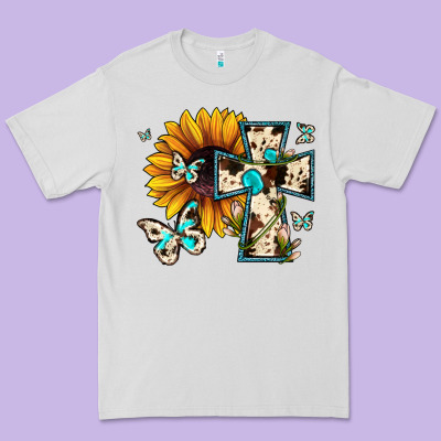 Cross With Sunflower Premium Tee Designed By Jahusdesignshop