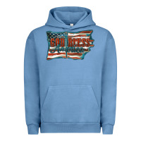 Pigment Pebble Blue God Bless America Urban Hoodie - FaDigitalArtStudio