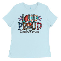Baby Blue loud proud football mom Ladies Tee - CowhideDigitalArt