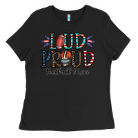 Black loud proud football mom Ladies Tee - CowhideDigitalArt