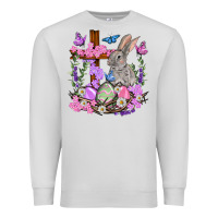 Dove Grey Easter eggs and Bunny with Cross Easter Day Premium Sweatshirt - HowdyJamesFarm
