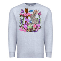 Heather Grey Easter eggs and Bunny with Cross Easter Day Premium Sweatshirt - HowdyJamesFarm