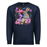 Navy Easter eggs and Bunny with Cross Easter Day Premium Sweatshirt - HowdyJamesFarm