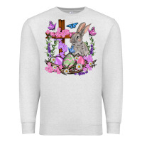 Oatmeal Heather Easter eggs and Bunny with Cross Easter Day Premium Sweatshirt - HowdyJamesFarm