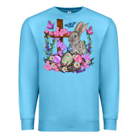 Ocean Blue Easter eggs and Bunny with Cross Easter Day Premium Sweatshirt - HowdyJamesFarm