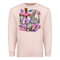 Pale Pink Easter eggs and Bunny with Cross Easter Day Premium Sweatshirt - HowdyJamesFarm