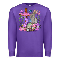 Purple Easter eggs and Bunny with Cross Easter Day Premium Sweatshirt - HowdyJamesFarm