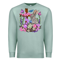 Seafoam Easter eggs and Bunny with Cross Easter Day Premium Sweatshirt - HowdyJamesFarm