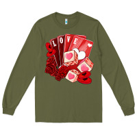 Army Green valentines day feeling lucky Long Sleeve Tee - NancyCooperArtShop