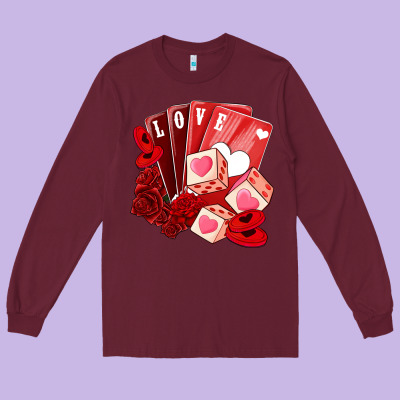 Valentines Day Feeling Lucky Long Sleeve Tee Designed By Nancycooperartshop