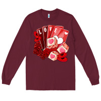 Burgundy valentines day feeling lucky Long Sleeve Tee - NancyCooperArtShop