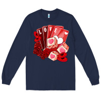 Navy valentines day feeling lucky Long Sleeve Tee - NancyCooperArtShop