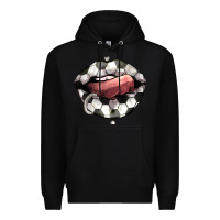 Black Soccer lips Premium Hoodie - HowdyJamesFarm