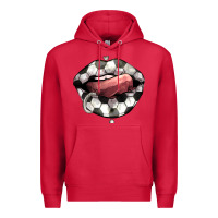 Cardinal Soccer lips Premium Hoodie - HowdyJamesFarm