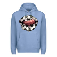 Colony Blue Soccer lips Premium Hoodie - HowdyJamesFarm
