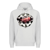 Dove Grey Soccer lips Premium Hoodie - HowdyJamesFarm