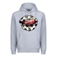 Heather Grey Soccer lips Premium Hoodie - HowdyJamesFarm