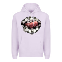 Lilac Soccer lips Premium Hoodie - HowdyJamesFarm