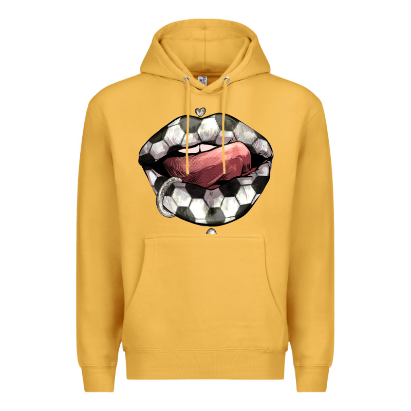 Soccer Lips Premium Hoodie by HowdyJamesFarm | Teevron