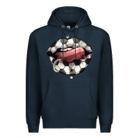 Navy Soccer lips Premium Hoodie - HowdyJamesFarm