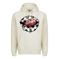 Oatmeal Heather Soccer lips Premium Hoodie - HowdyJamesFarm
