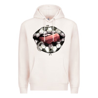 Pale Pink Soccer lips Premium Hoodie - HowdyJamesFarm