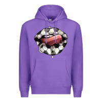 Purple Soccer lips Premium Hoodie - HowdyJamesFarm