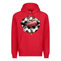 Red Soccer lips Premium Hoodie - HowdyJamesFarm