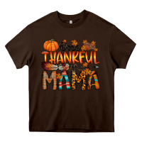 Chocolate Brown one thankful mama Heavy Core Tee - RacoonDesign