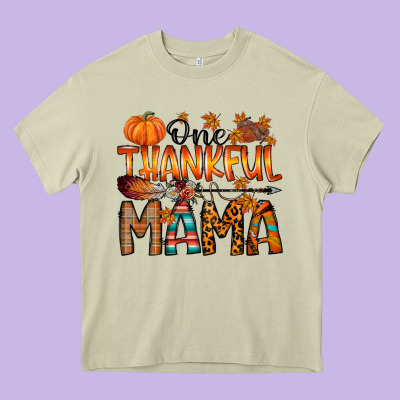 One Thankful Mama Heavy Core Tee Designed By Racoondesign