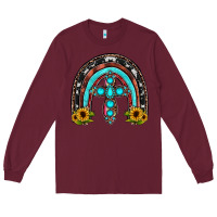 Burgundy cross rainbow Long Sleeve Tee - JahusDesignShop