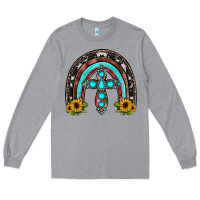 Heather Grey cross rainbow Long Sleeve Tee - JahusDesignShop