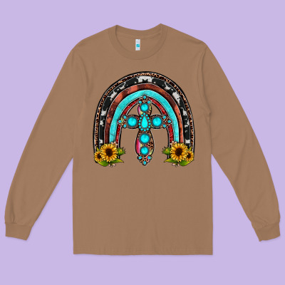Cross Rainbow Long Sleeve Tee Designed By Jahusdesignshop